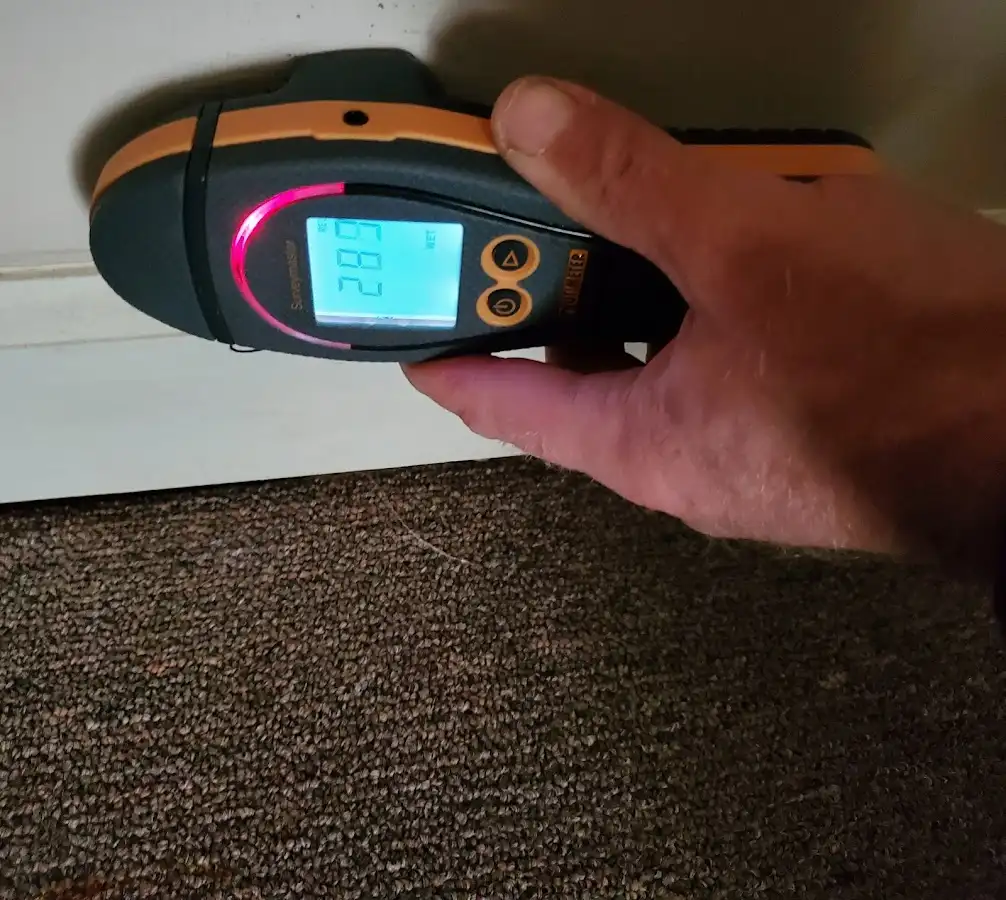 Moisture detection at baseboard during Mold Inspection & Testing in Duluth