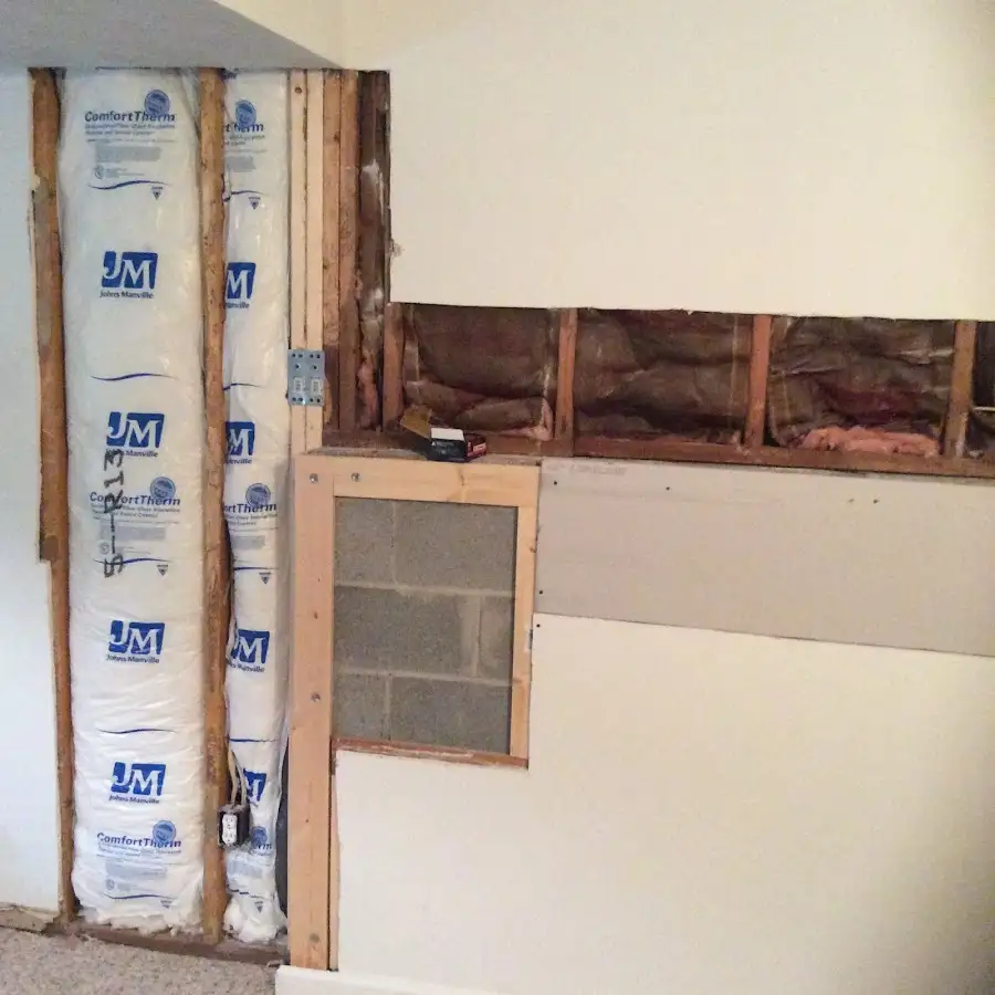 Wall insulation replacement during Basement Flood Cleanup in Duluth